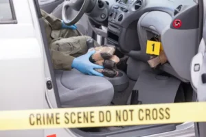 drug crimes defense attorney, Law enforcement officers in a vehicle related to a drug crime case in Nashville, highlighting the potential consequences of drug offenses and drug manufacturing.
